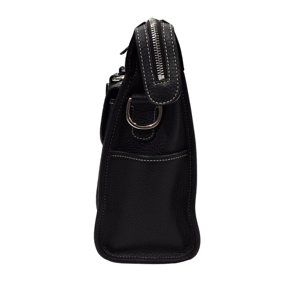 Dooney & Bourke~MSRP $425~Black Pebbled Leather~Double Pocket Tote~Large Purse - Picture 5 of 9